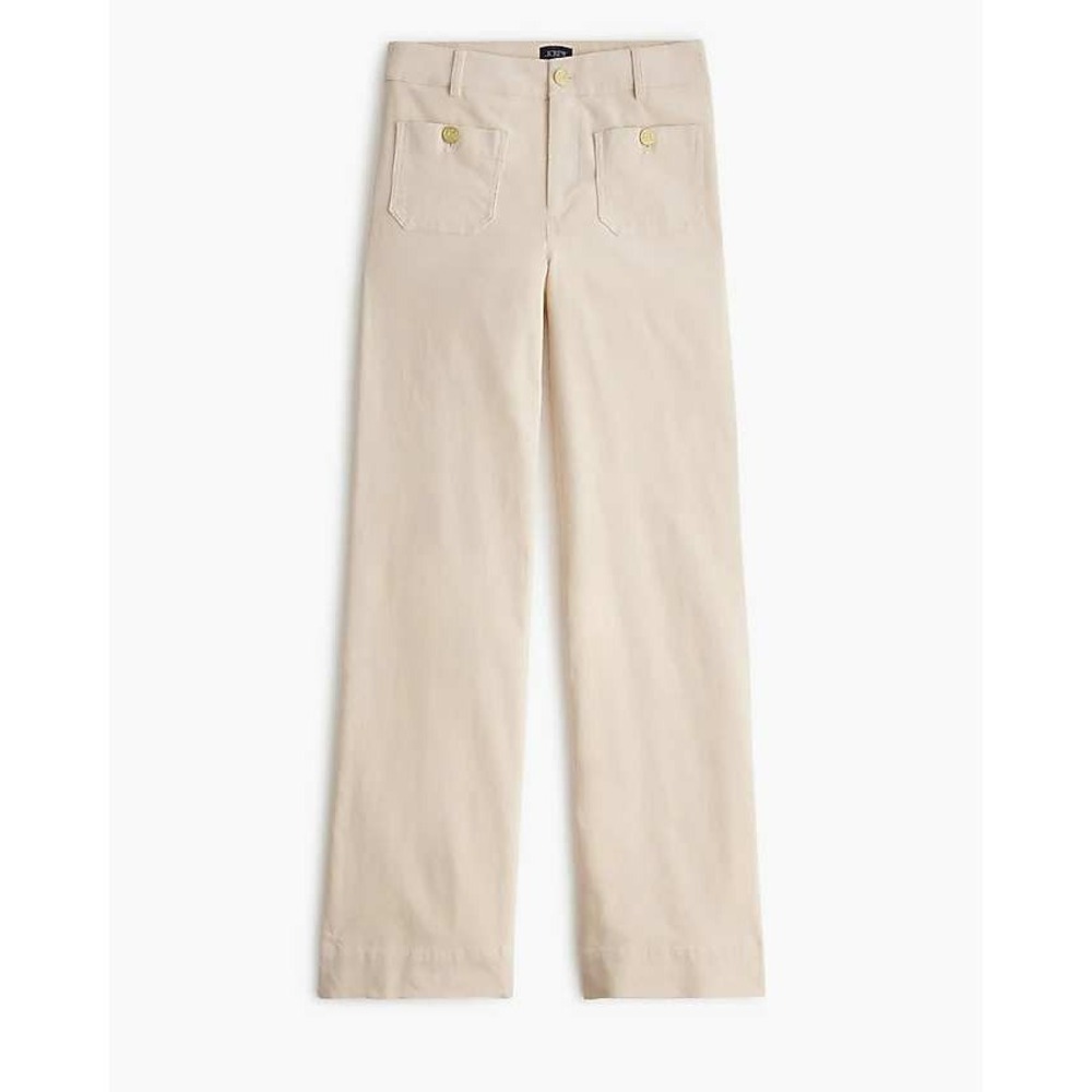 J.Crew‎ Corduroy Wide Leg Sailor Pants Cream Gold Button Pockets Size 29P NEW!